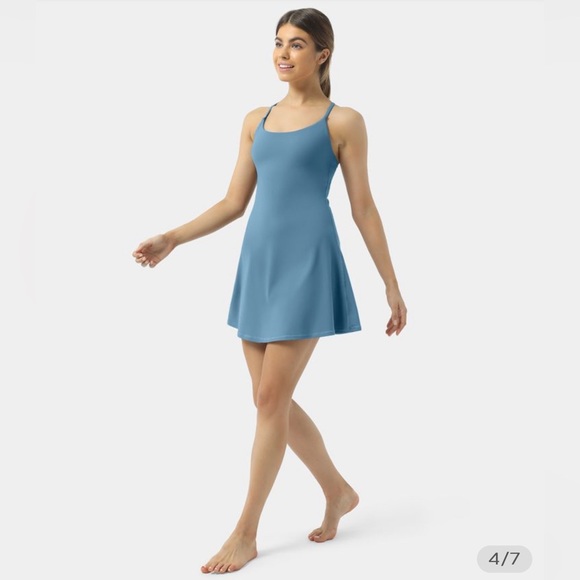 Everyday Cloudful™ Fabric Backless 2-in-1 Flare Workout Dress-Wannabe - Picture 4 of 8